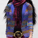Photograph of Xue Faith modeling Ethnic Blue Blazer by Fhara Ricielli Marchiori for Ricielli Couture